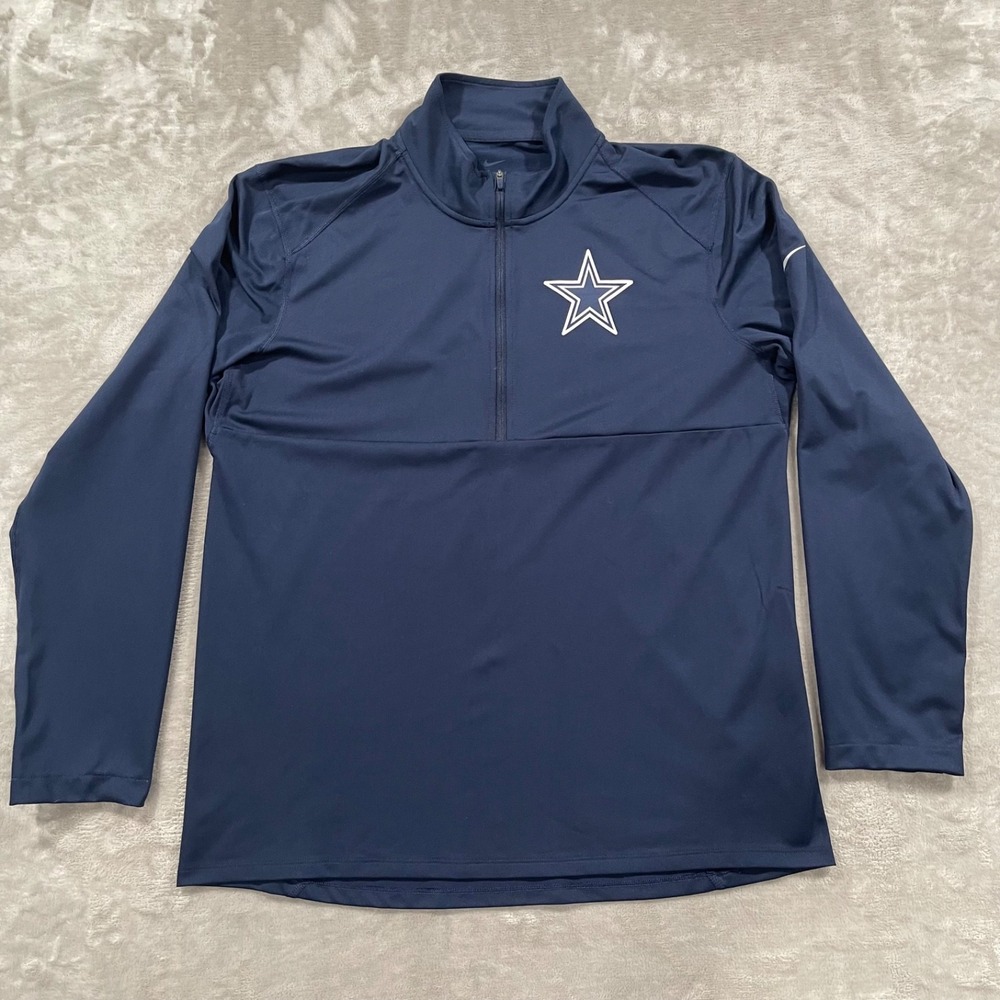 Nike Dallas Cowboys Sweater Mens Large Blue Half Zip Shirt NFL Football Coach